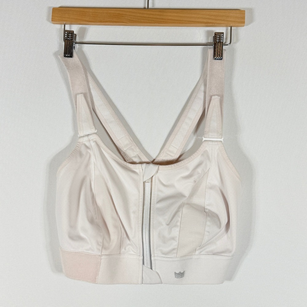 SHEFIT High Support Front-Zip Sports Bra in Light Beige